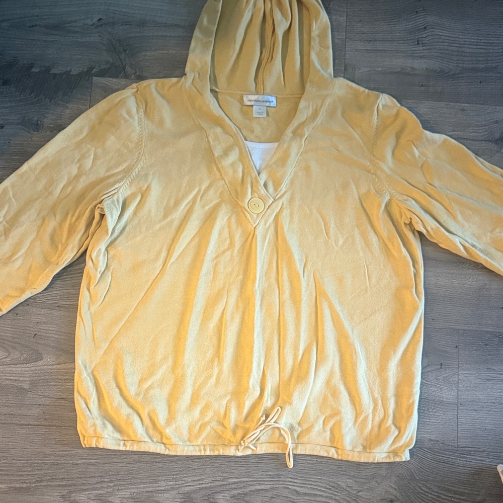 Christopher & Banks Mustard Hooded Cardigan